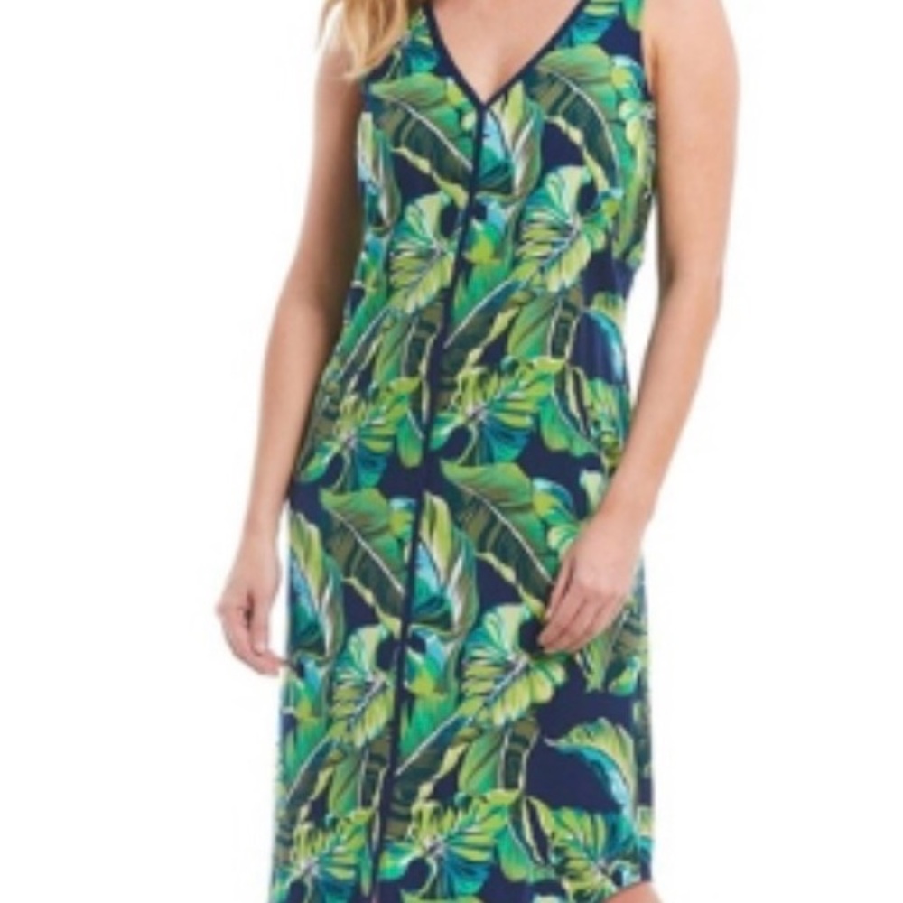 Tommy Bahama Midi Dress Floral Women Blue Green Long Casual M sleeveles - Picture 12 of 16